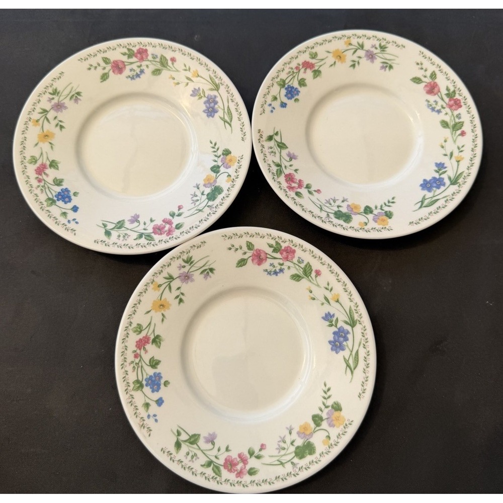 Farberware English Garden SAUCER Stoneware China SET OF 3 Plates